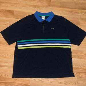 Lacoste Sport Mens Size 9 Vintage Blue Multi-Colored Polo Shirt
